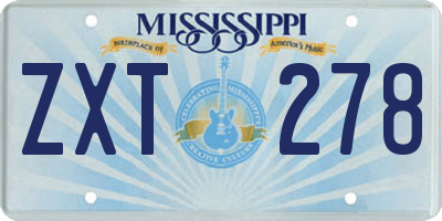 MS license plate ZXT278
