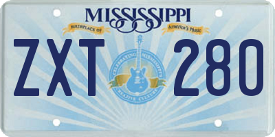 MS license plate ZXT280