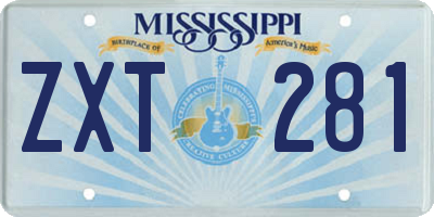 MS license plate ZXT281