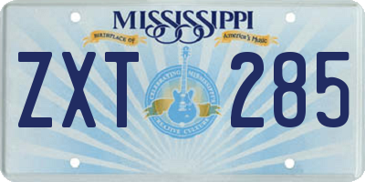 MS license plate ZXT285