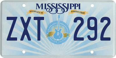 MS license plate ZXT292