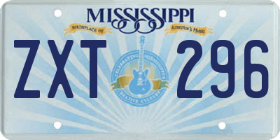 MS license plate ZXT296