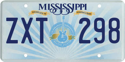 MS license plate ZXT298