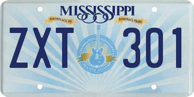 MS license plate ZXT301