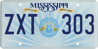 MS license plate ZXT303