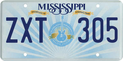MS license plate ZXT305