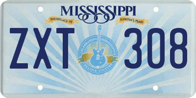 MS license plate ZXT308