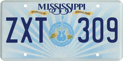 MS license plate ZXT309