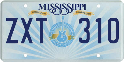 MS license plate ZXT310