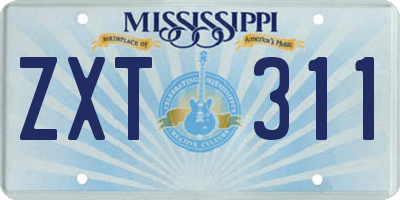 MS license plate ZXT311
