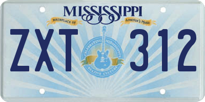 MS license plate ZXT312