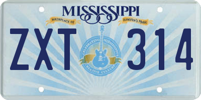 MS license plate ZXT314