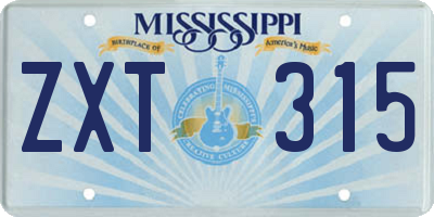 MS license plate ZXT315