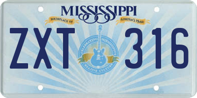 MS license plate ZXT316