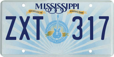 MS license plate ZXT317