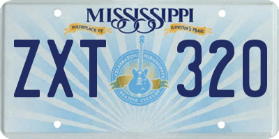 MS license plate ZXT320