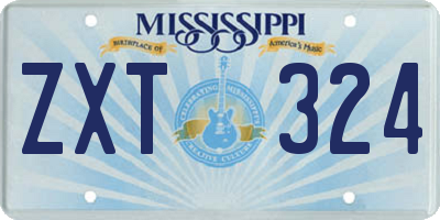 MS license plate ZXT324