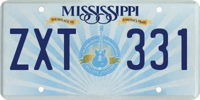 MS license plate ZXT331