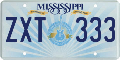 MS license plate ZXT333