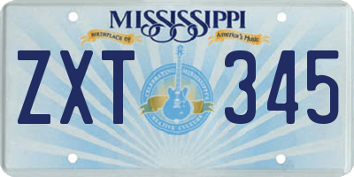 MS license plate ZXT345