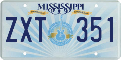 MS license plate ZXT351