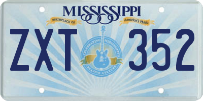 MS license plate ZXT352