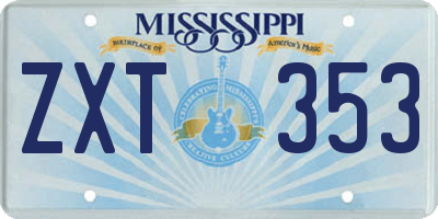 MS license plate ZXT353