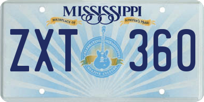 MS license plate ZXT360