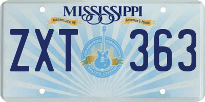 MS license plate ZXT363