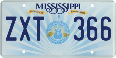 MS license plate ZXT366