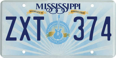 MS license plate ZXT374