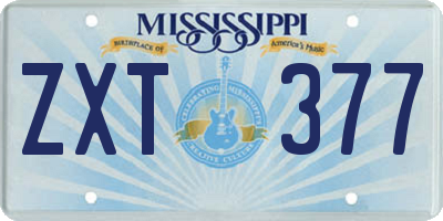 MS license plate ZXT377