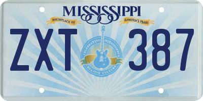 MS license plate ZXT387