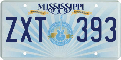 MS license plate ZXT393