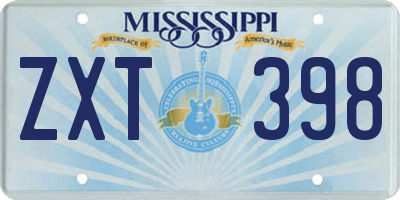 MS license plate ZXT398
