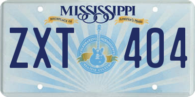 MS license plate ZXT404