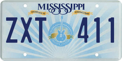 MS license plate ZXT411