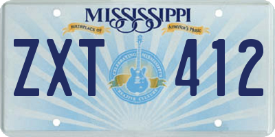 MS license plate ZXT412