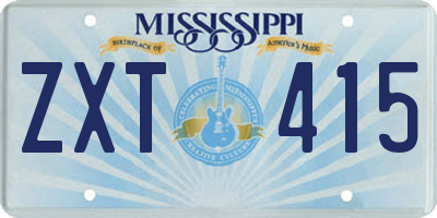 MS license plate ZXT415