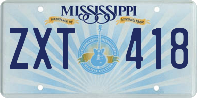MS license plate ZXT418