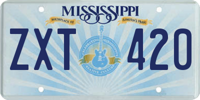 MS license plate ZXT420