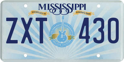 MS license plate ZXT430