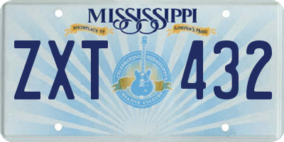 MS license plate ZXT432