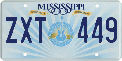 MS license plate ZXT449