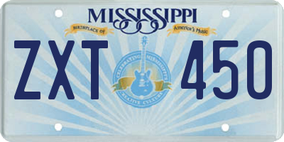 MS license plate ZXT450