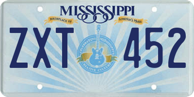 MS license plate ZXT452