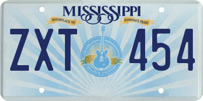 MS license plate ZXT454