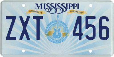 MS license plate ZXT456