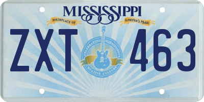 MS license plate ZXT463