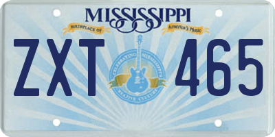 MS license plate ZXT465